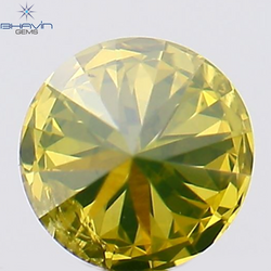 0.12 CT Round Shape Natural Diamond Green Yellow Color SI1 Clarity (3.27 MM)