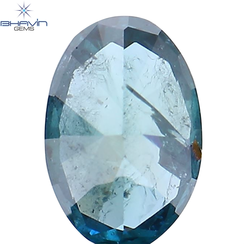 0.30 CT Oval Shape Natural Diamond Blue Color I1 Clarity (5.92 MM)