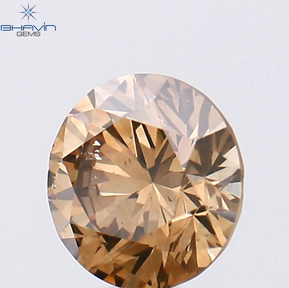 1.02 CT Round Shape Natural Diamond Brown Color SI Clarity (6.35 MM)
