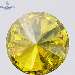 0.31 CT Round Shape Natural Diamond Green Yellow Color I1 Clarity (4.39 MM)
