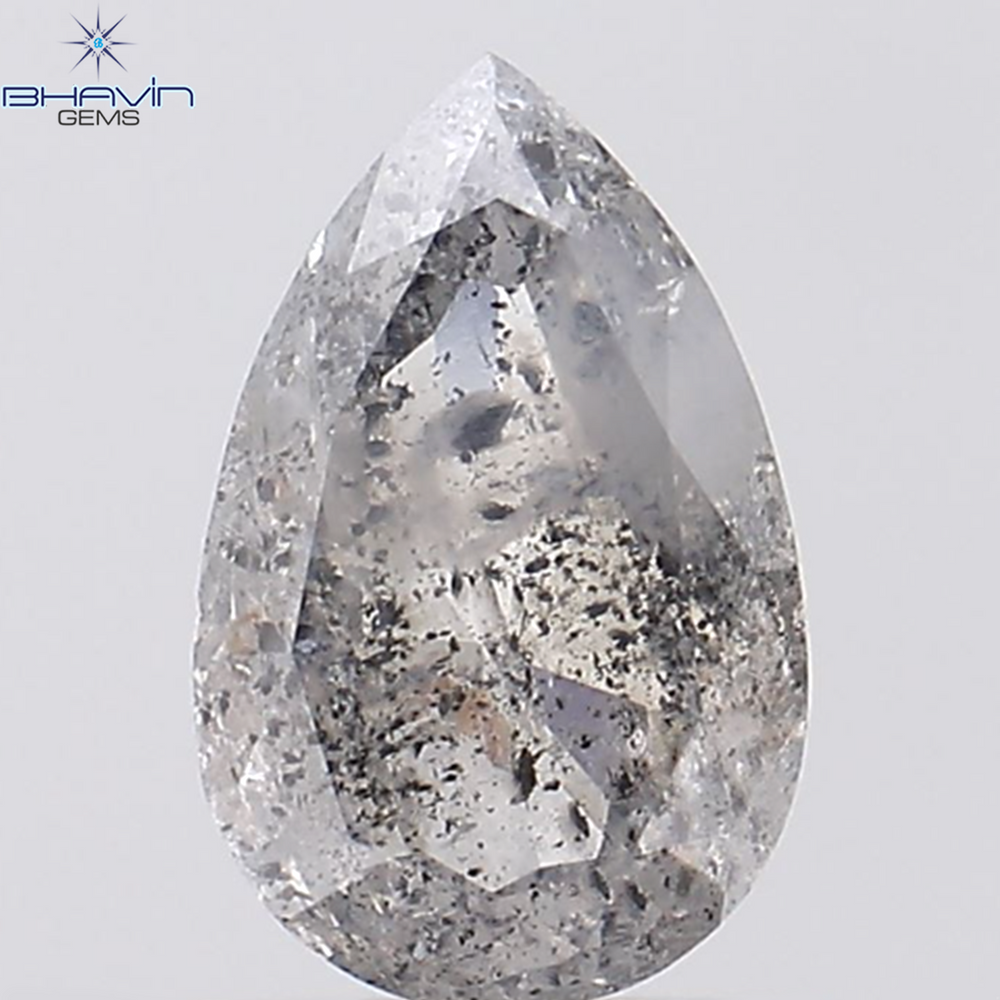 1.13 CT Pear Shape Natural Loose Diamond Salt And Pepper Color I3 Clarity (8.60 MM)