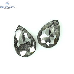 0.57 CT/2 Pcs Pear Shape Natural Loose Diamond Salt And Pepper Color I3 Clarity (5.63 MM)