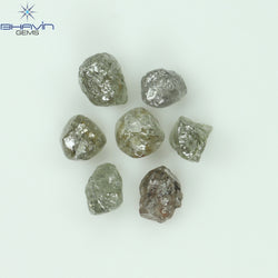 2.17 CT/7 Pcs Rough Shape Salt And Pepper Color Natural Diamond I3 Clarity (3.77 MM)