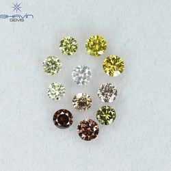 0.63 CT/11 Pcs Round Shape Natural Loose Diamond Mix Color VS2 Clarity (2.70 MM)