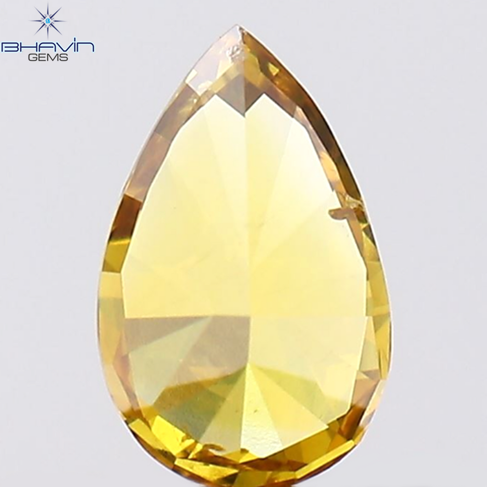 0.21 CT Pear Shape Natural Diamond Orange Color SI1 Clarity (4.85 MM)