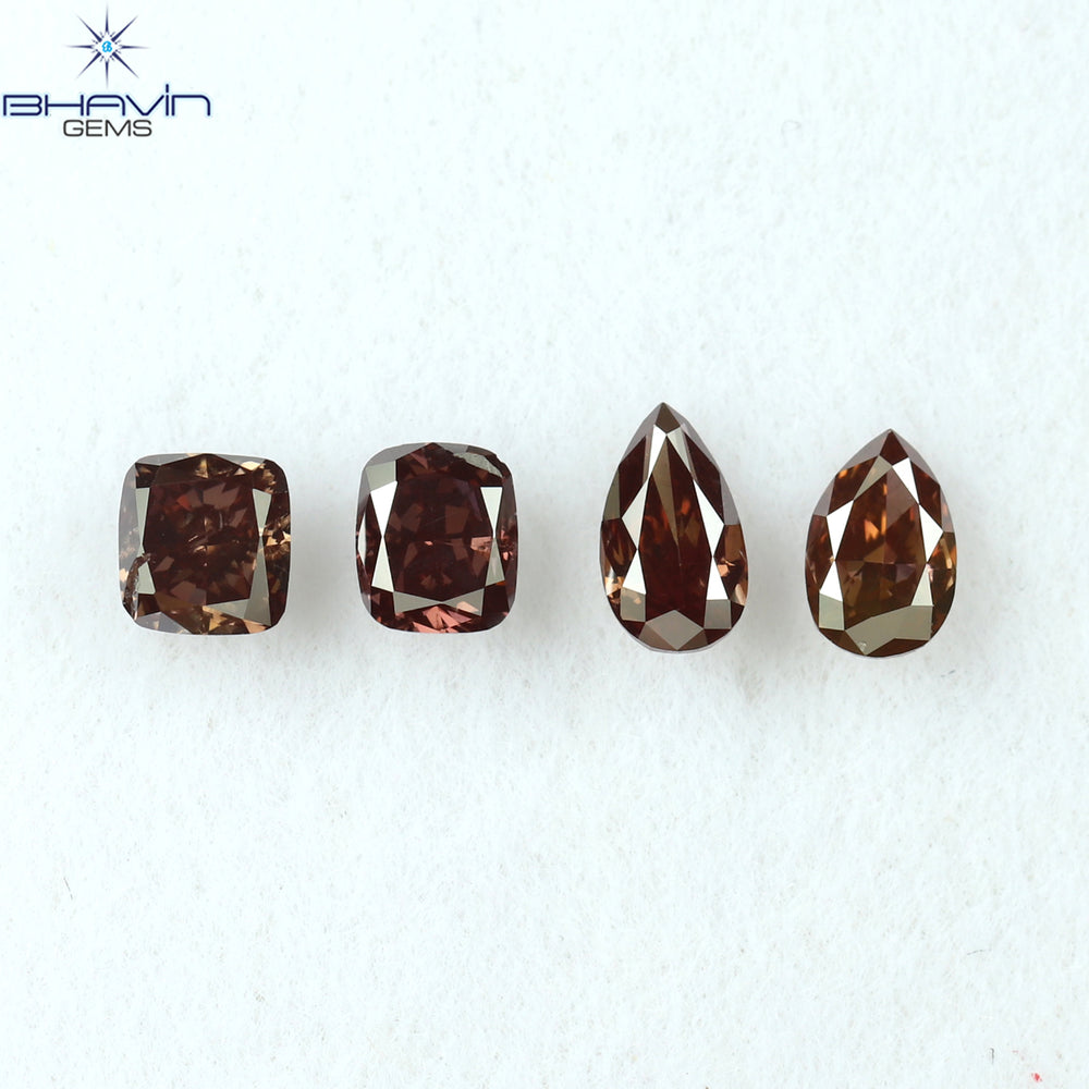 0.54 CT/4 Pcs Mix Shape Natural Diamond Pink Color SI1 Clarity (4.42 MM)