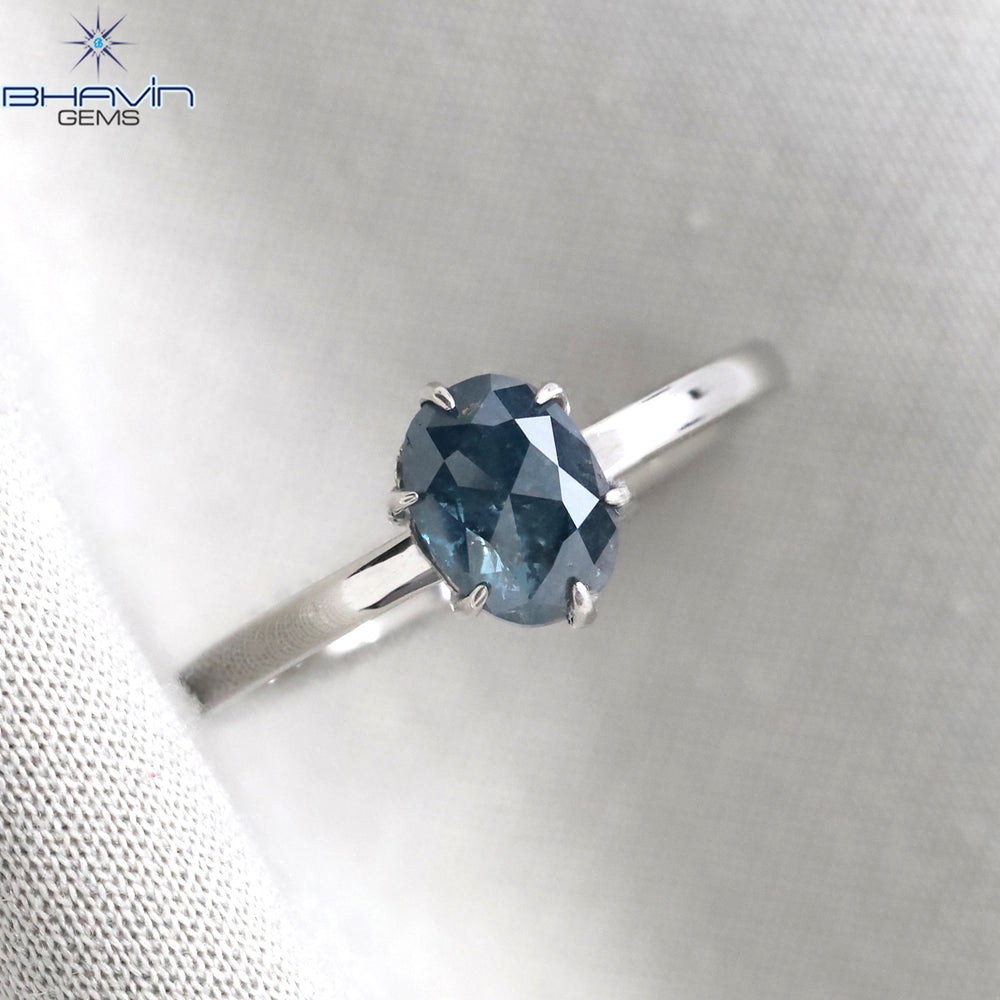 Oval Diamond Natural Diamond Ring Blue Color Gold Ring Engagement Ring