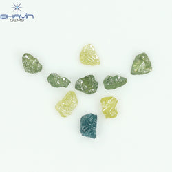 0.76 CT/9 PCS Rough Shape Enhanced Mix Color Natural Diamond I3 Clarity (3.58 MM)