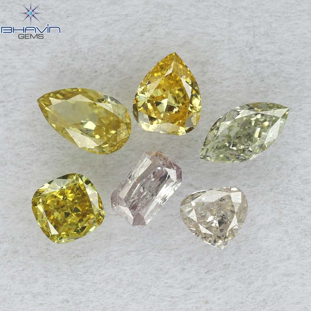0.94 CT/6 PCS Mix Shape Natural Diamond Mix Color VS-SI Clarity (4.89 MM)