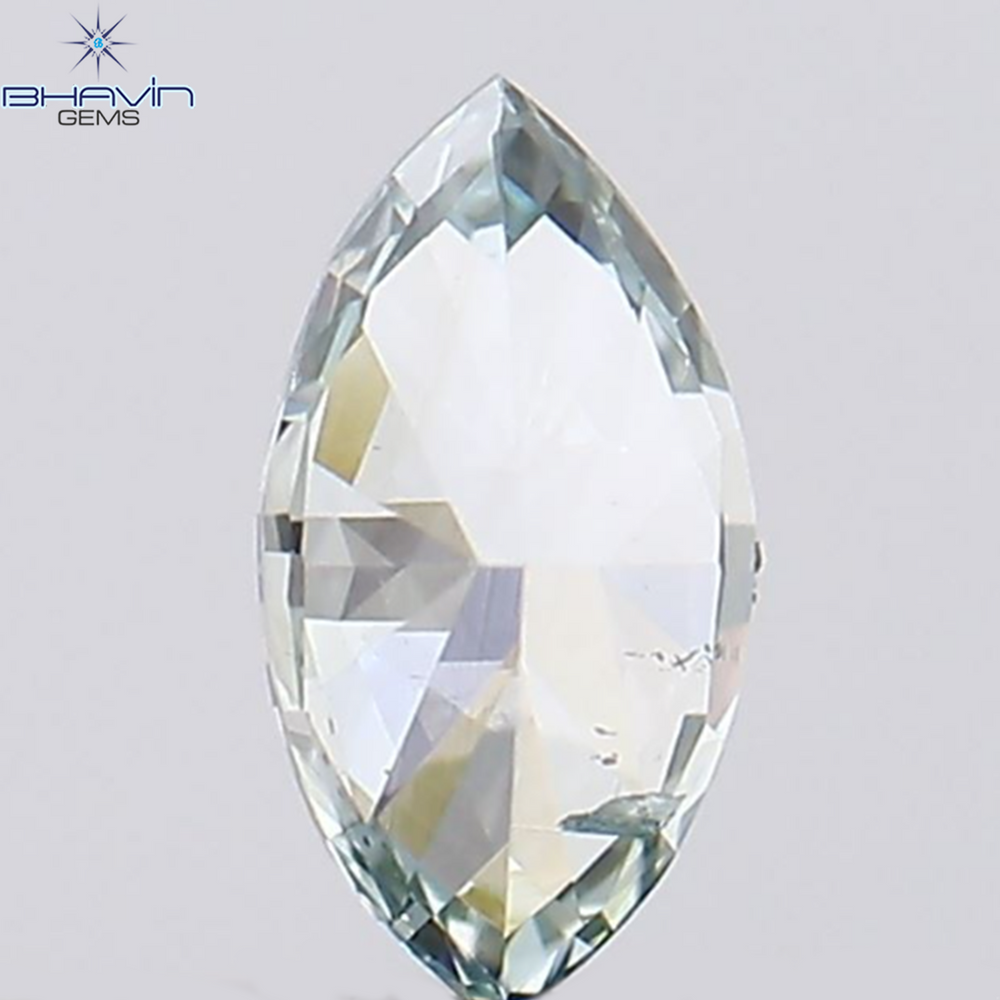 0.15 CT Marquise Shape Natural Diamond Bluish Green Color SI1 Clarity (4.48 MM)