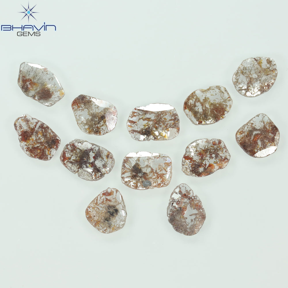 4.35 CT/12 Pcs Slice Shape Natural Loose Diamond Brown Color I3 Clarity (8.34 MM)