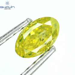 0.34 CT Oval Shape Enhanced Yellow Color Natural Diamond I3 Clarity (4.91 MM)
