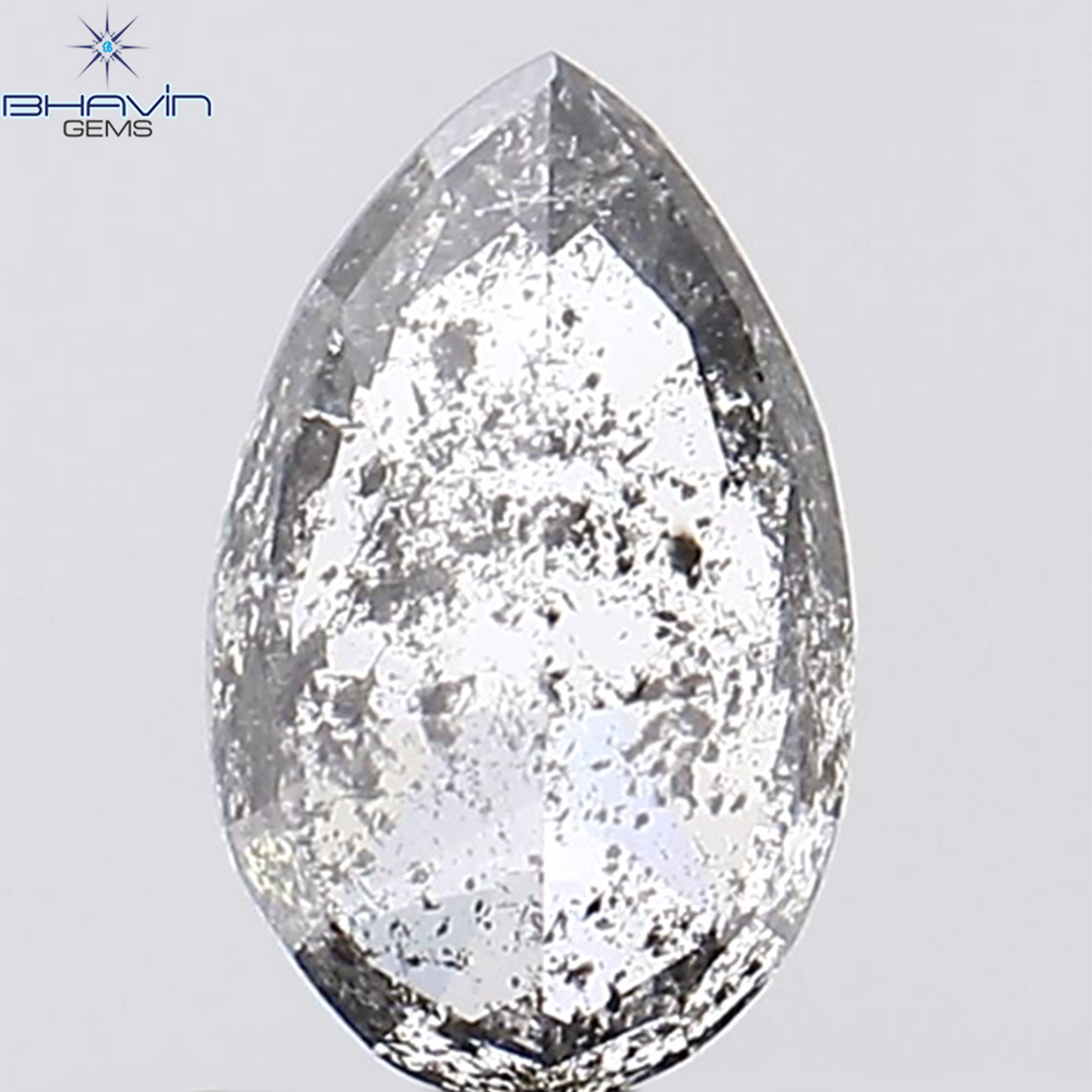 0.69 CT Pear Shape Natural Loose Diamond Salt And Pepper Color I3 Clarity (7.06 MM)