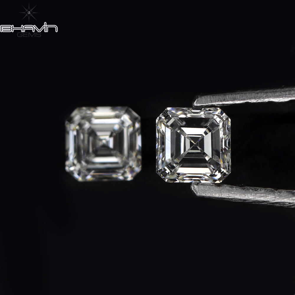 0.20 CT/2 Pcs Asscher Shape White (G+) Color Natural Loose Diamond VVS-VS Clarity (2.40 MM)