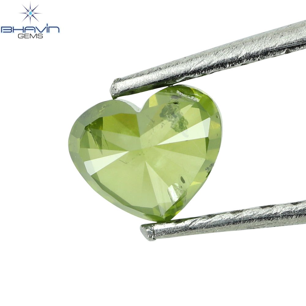 0.39 CT Heart Shape Natural Diamond Green Color I1 Clarity (4.70 MM)