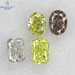 0.74 CT/4 Pcs Mix Shape Natural Diamond Pink-Yellow Color VS-SI Clarity (3.80 MM)
