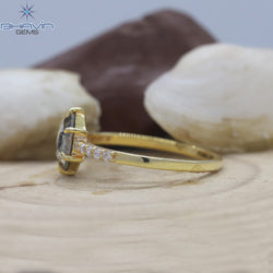 Hexagon Diamond Salt And Pepper Diamond Natural Diamond Ring Gold Ring Engagement Ring
