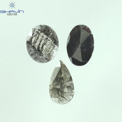 0.97 CT/3 Pcs Mix Slice Shape Natural Diamond  Salt And Pepper Color I3 Clarity (7.50 MM)