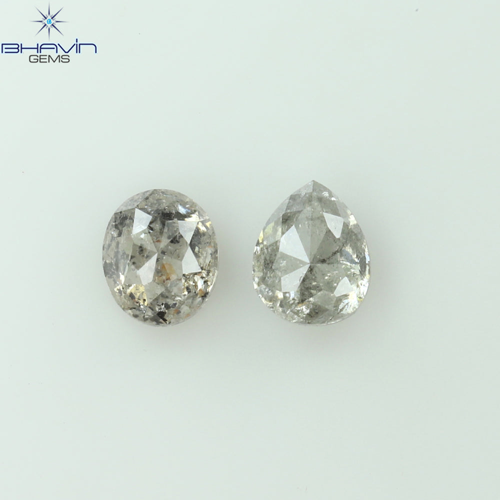 0.54 CT/2 PCS Mix Shape Natural Diamond Salt And Pepper Color I3 Clarity (4.29 MM)