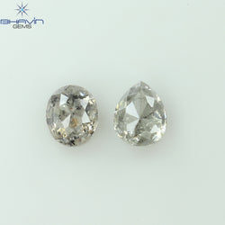 0.54 CT/2 PCS Mix Shape Natural Diamond Salt And Pepper Color I3 Clarity (4.29 MM)