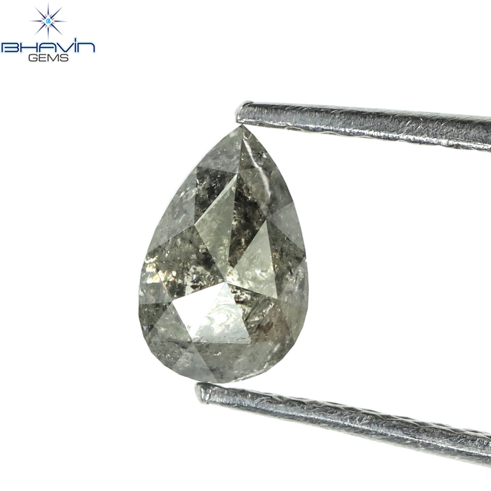 0.58 CT Pear Shape Natural Loose Diamond Salt And Pepper Color I3 Clarity (6.53 MM)