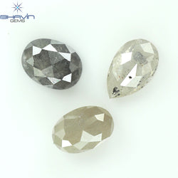 1.26 CT/3 PCS Oval Pear Shape Natural Diamond Salt And pepper Color I3 Clarity (5.32 MM)