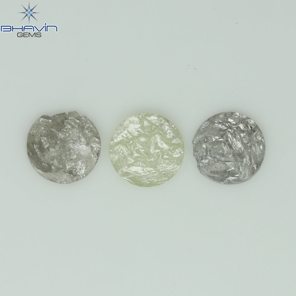 0.50 CT /3 Pcs Uncut Shape White Natural Loose Diamond I3 Clarity (4.70 MM)