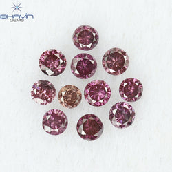 0.21 CT/11 個 ラウンド シェイプ ナチュラル ルース ダイヤモンド ピンク カラー SI クラリティ (1.75 MM)