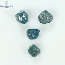1.83 CT/4 PCS Rough Shape Enhanced Blue Color Natural Diamond I3 Clarity (4.46 MM)