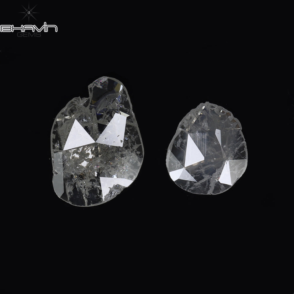 0.84 CT/2 Pcs Rosecut Polki Shape Natural Diamond White Color I3 Clarity (9.26 MM)