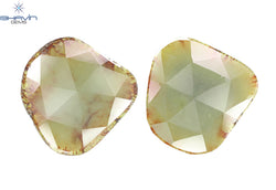 26.32 CT,2 Pcs Uncut Slice Rosecut Shape, Loose Diamond, Clarity I3