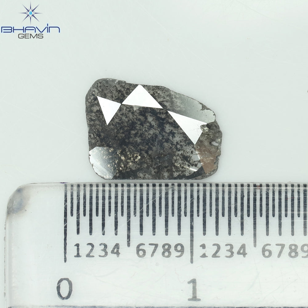 0.96 CT Slice Shape Natural Diamond Salt And Pepper Color I3 Clarity (10.64 MM)