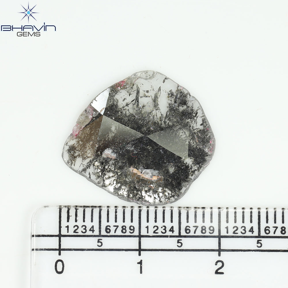 3.67 CT Pear Slice Shape Natural Diamond Salt And Pepper Color I3 Clarity (17.07 MM)