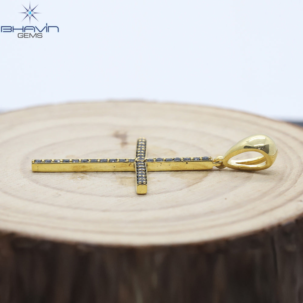 Diamond Pendant, Round Diamond, Black Diamond, Yellow Gold Pendant, Bridal Necklace, Pendant