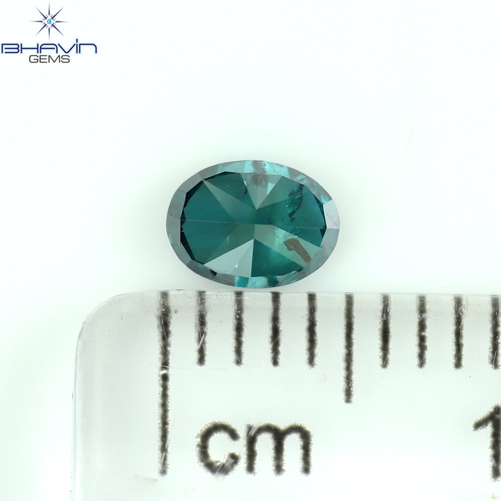 0.30 CT Oval Shape Natural Diamond Blue Color SI2 Clarity (4.67 MM)