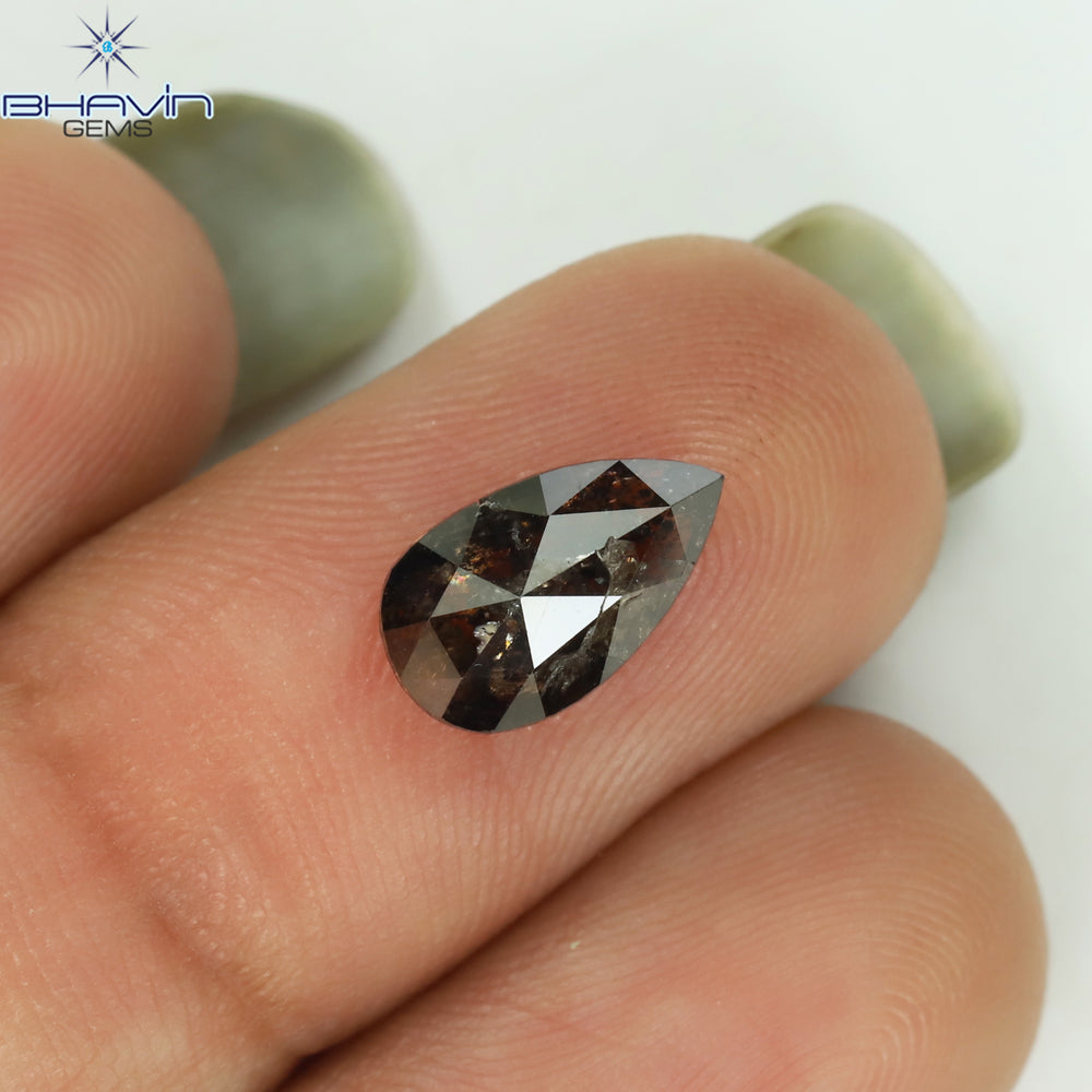 0.39 CT ペアシェイプ ナチュラル ルース ダイヤモンド ソルト アンド ペッパー カラー I3 クラリティ (5.27 MM)