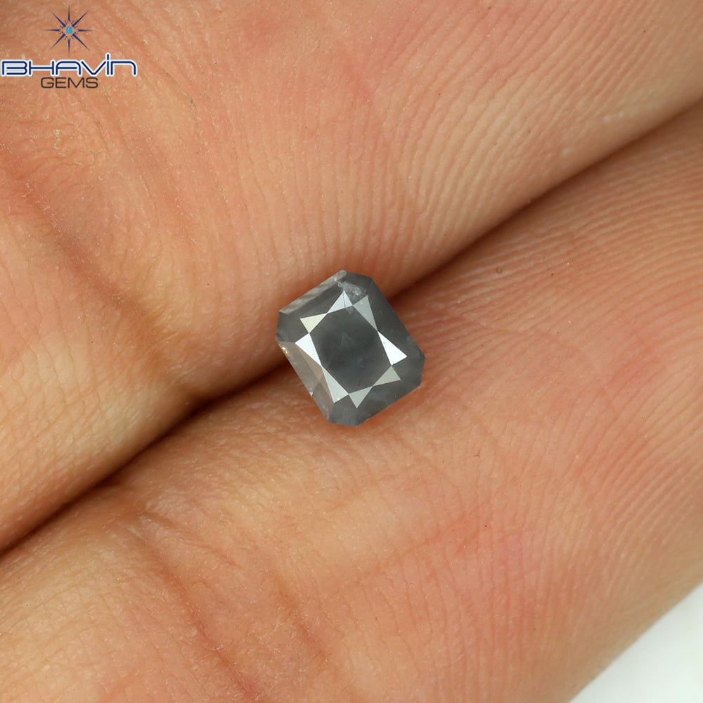 0.35 CT Radiant Shape Natural Diamond Gray Color I3 Clarity (4.00 MM)