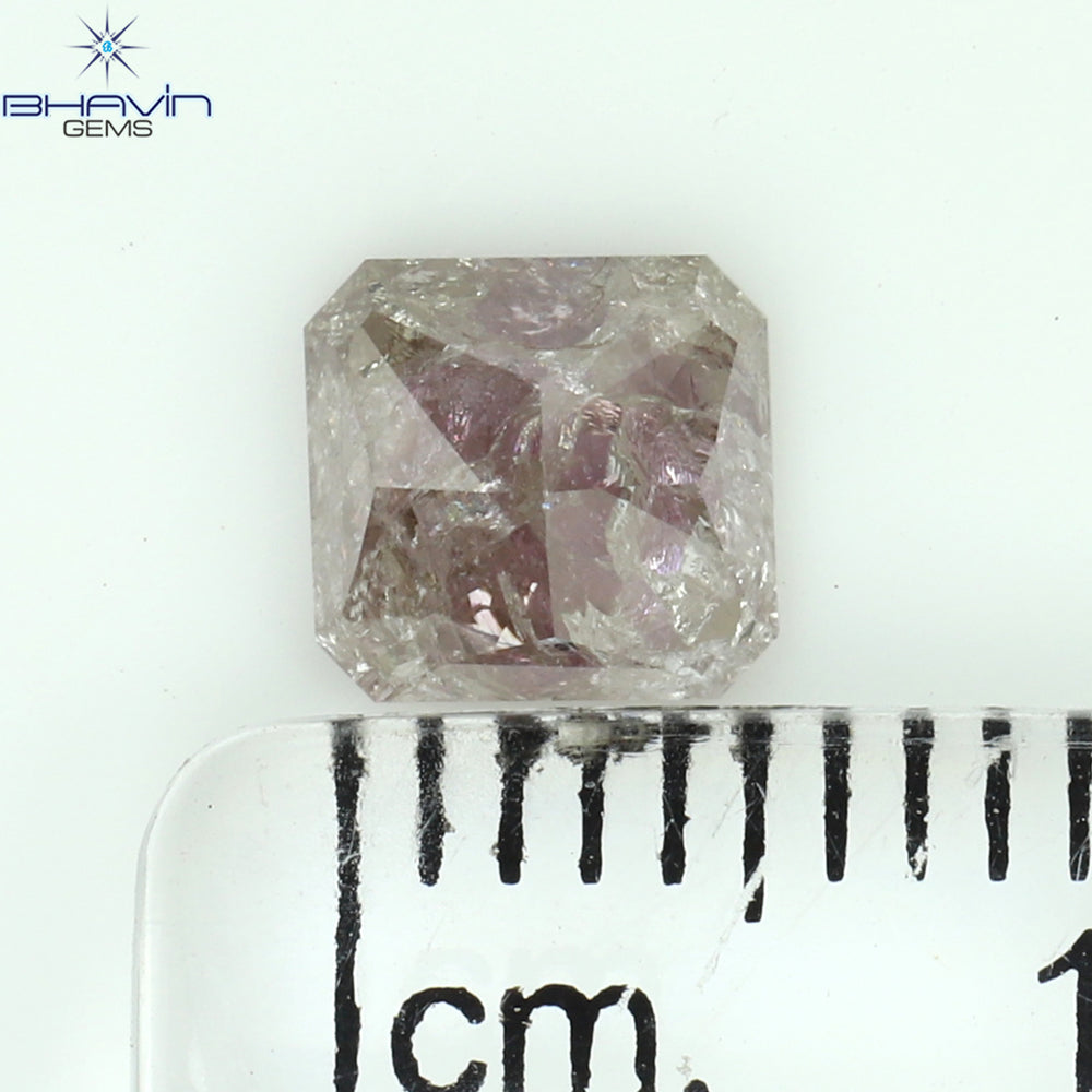 1.00 CT Radiant Shape Natural Diamond Pink Color I3 Clarity (5.75 MM)