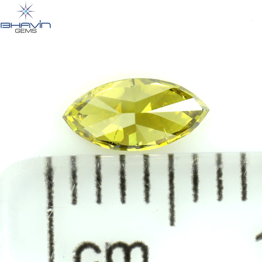 0.29 CT Marquise Shape Natural Diamond Enhanced Yellow Color SI1 Clarity (6.12 MM)