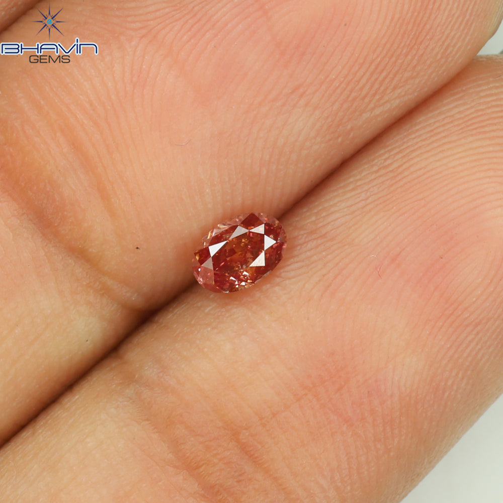 0.24 CT Oval Shape Natural Diamond Enhanced Pink Color VS2 Clarity (4.40 MM)