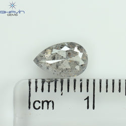 1.13 CT Pear Shape Natural Loose Diamond Salt And Pepper Color I3 Clarity (8.60 MM)