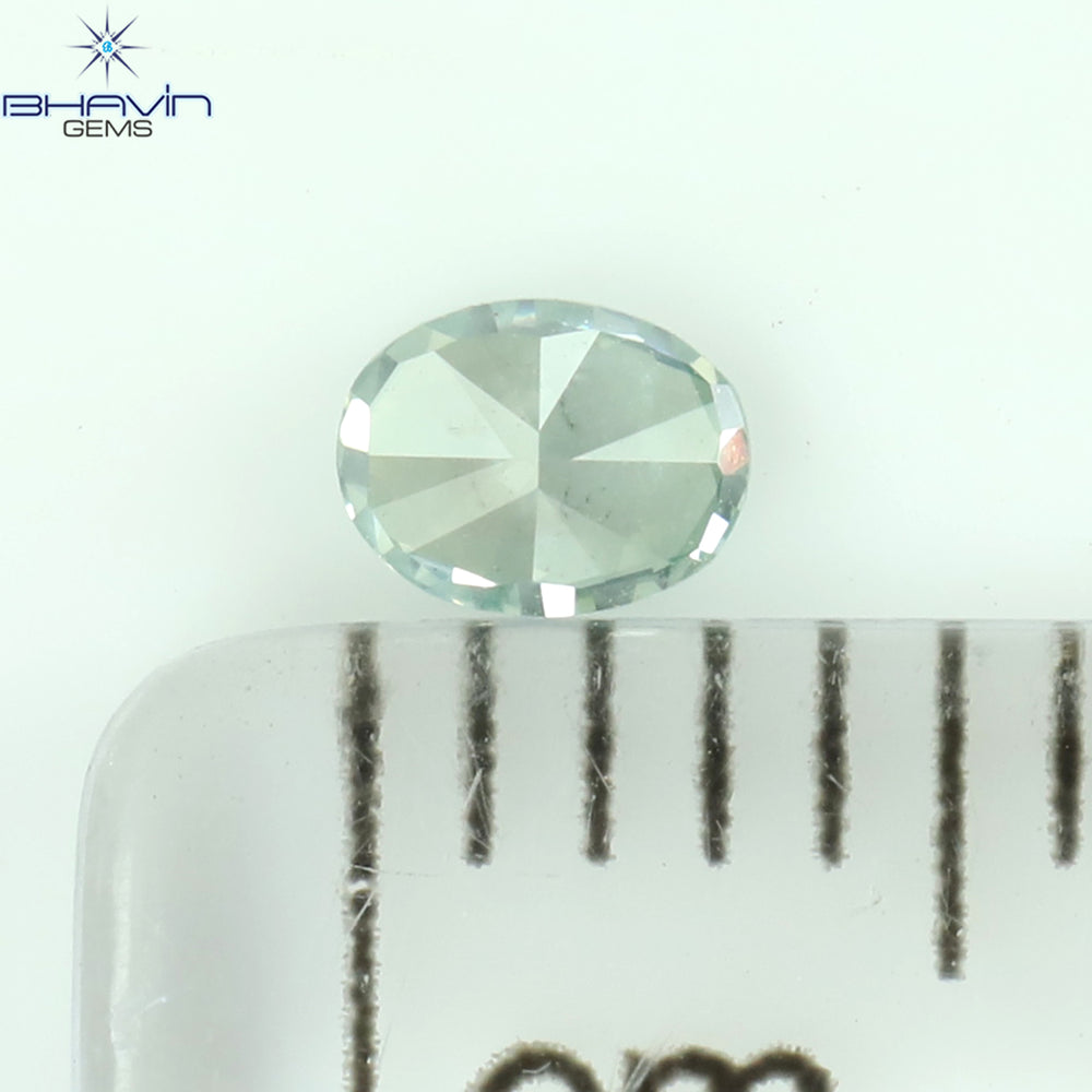 0.14 CT Oval Shape Natural Diamond Greenish Blue Color SI1 Clarity (3.54 MM)