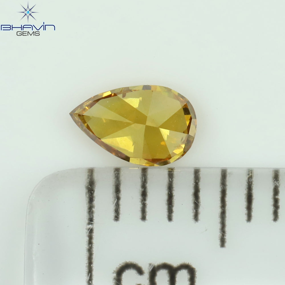 0.21 CT Pear Shape Natural Diamond Orange Color SI1 Clarity (4.85 MM)