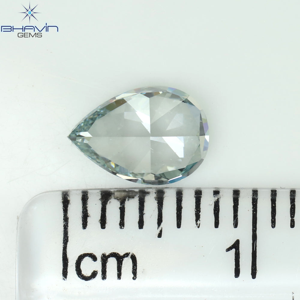 1.02 CT Pear Shape Natural Diamond Greenish Blue Color VS2 Clarity (7.52 MM)