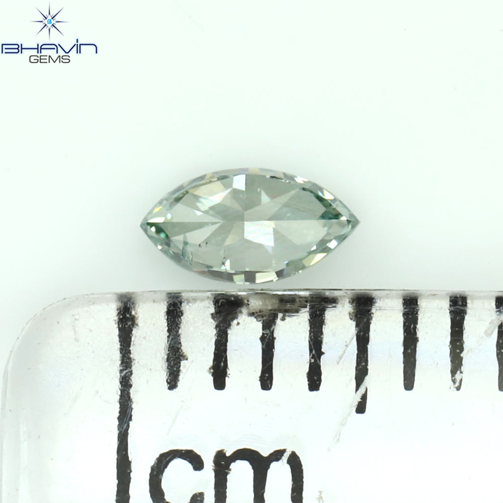 0.15 CT Marquise Shape Natural Diamond Bluish Green Color SI1 Clarity (4.48 MM)