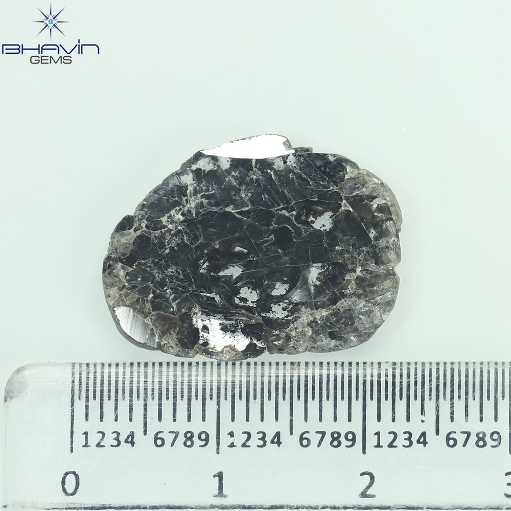 5.84 CT Slice Shape Natural Diamond Salt And Pepper Color I3 Clarity (20.50 MM)