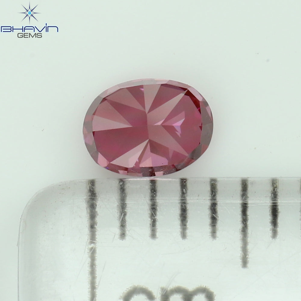 0.28 CT Oval Shape Natural Diamond Enhanced Pink Color VS1 Clarity (4.34 MM)