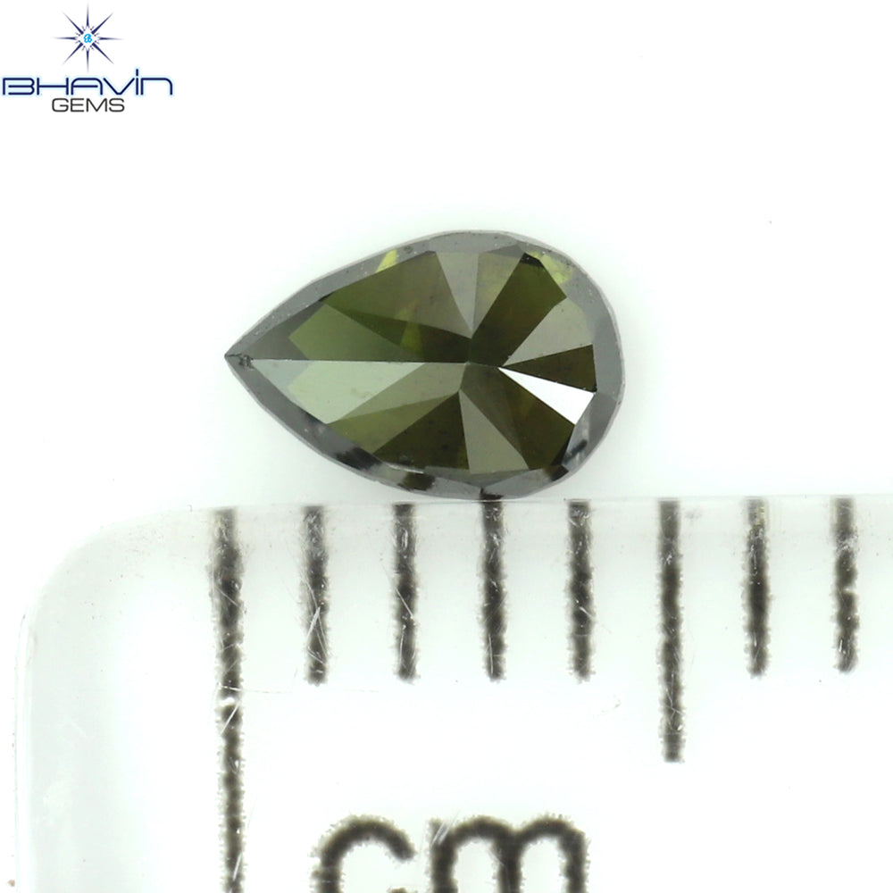 0.20 CT Pear Shape Natural Diamond Green Color I2 Clarity (4.55 MM)