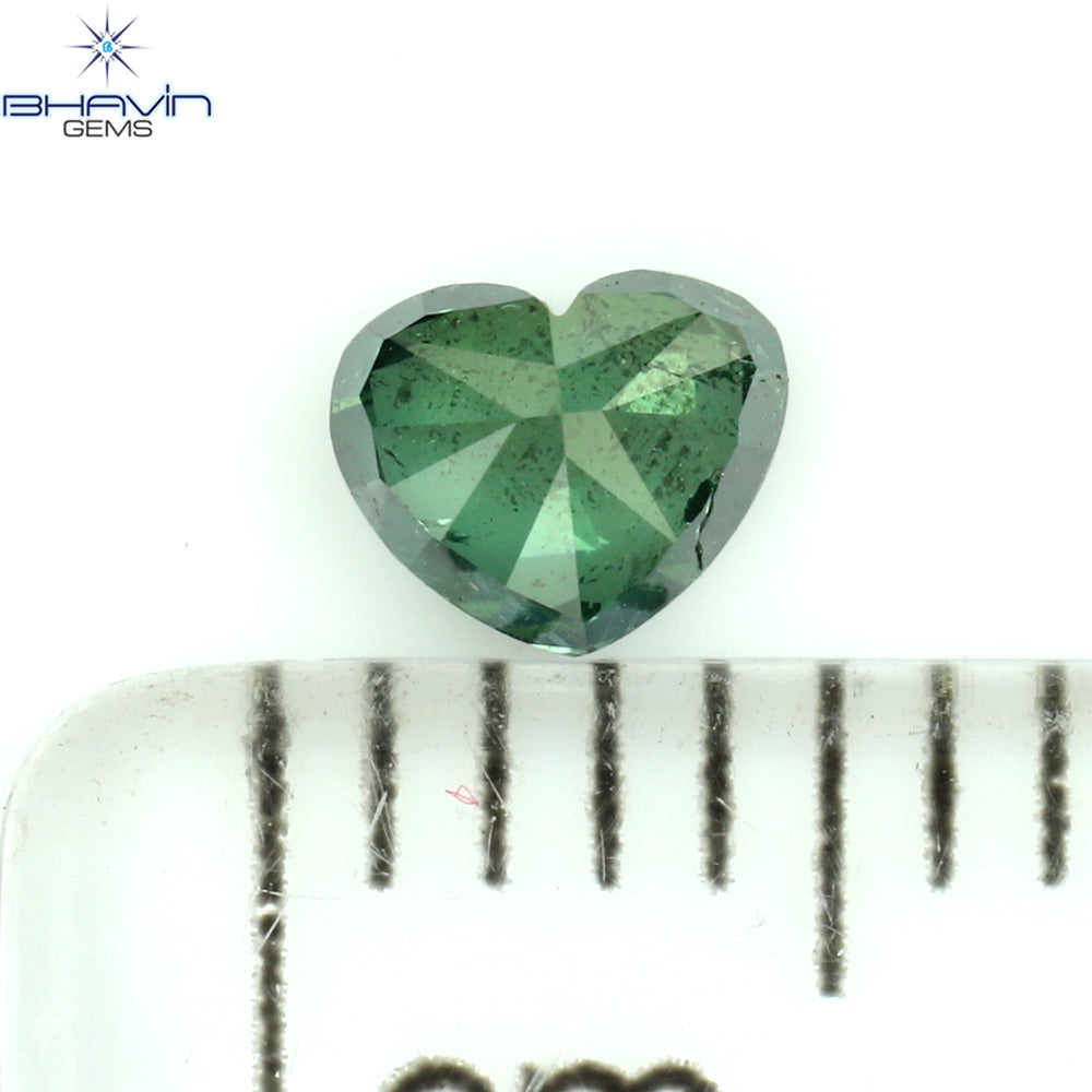 0.27 CT Heart Shape Natural Diamond Green Color I1 Clarity (4.12 MM)