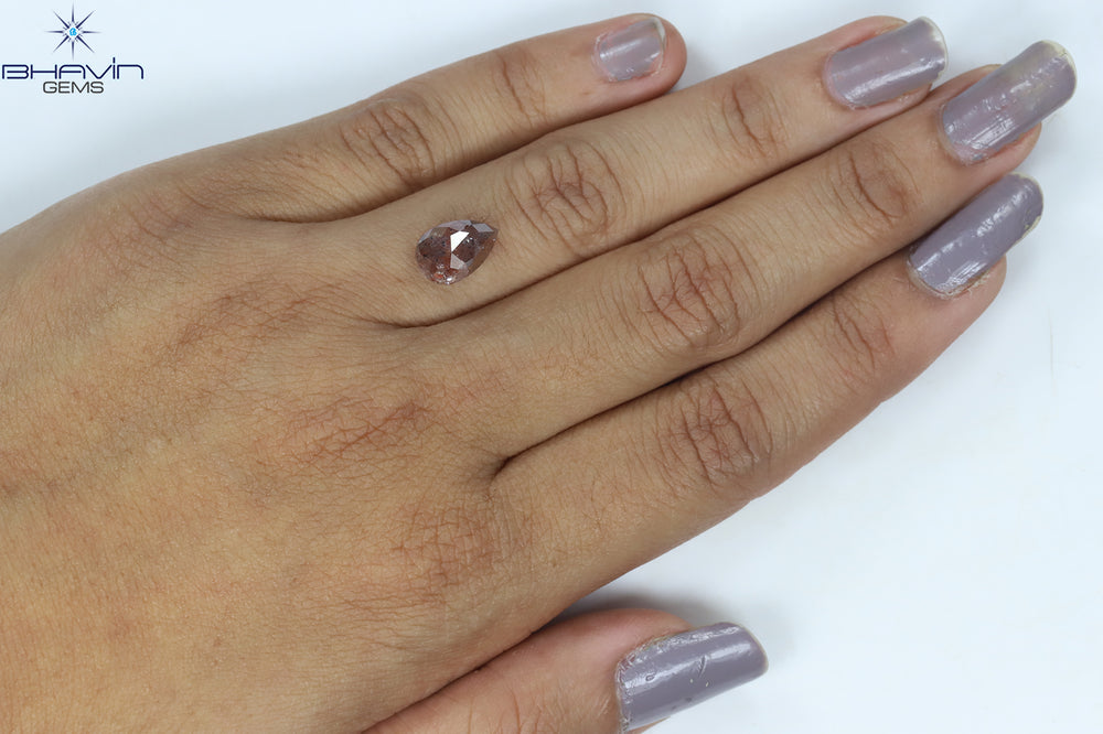 2.60 CT Pear Shape Natural Diamond Peach (Salt And Pepper) Color I3 Clarity (10.33 MM)